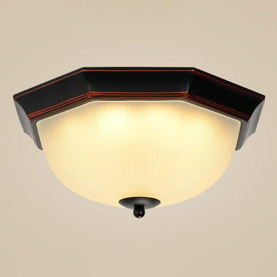 Ribbed Frosted Glass Flush Mount Ceiling Light - Retro Living Room Led Lighting
