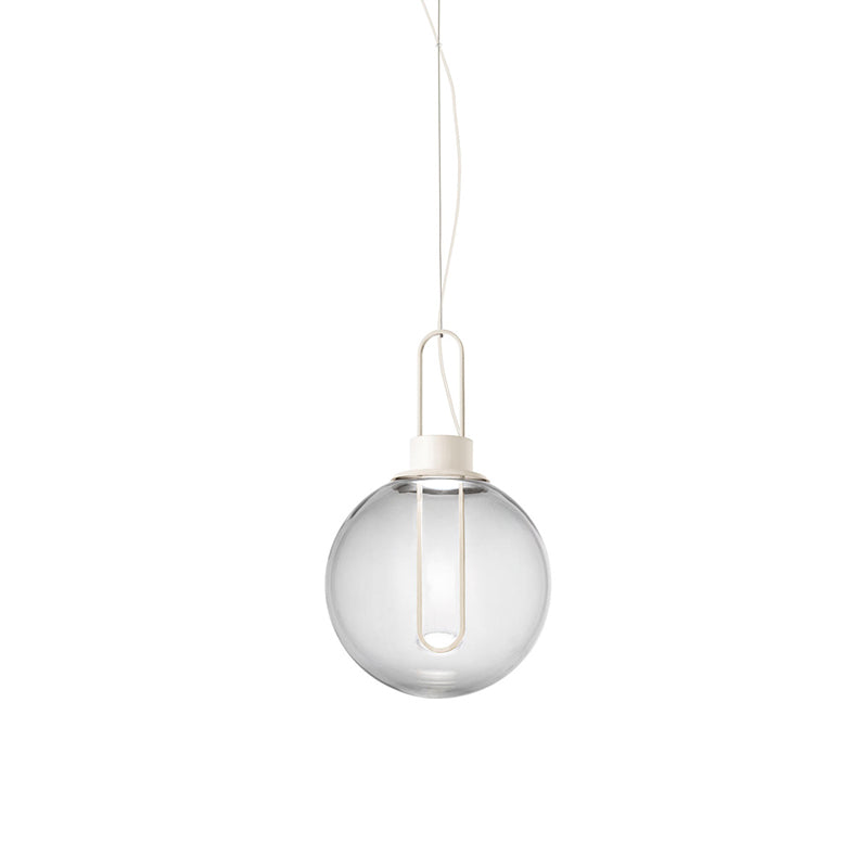 Contemporary Clear Glass Sphere Pendant Lighting - 1 Light White/Black Hanging Lamp Fixture for Restaurants