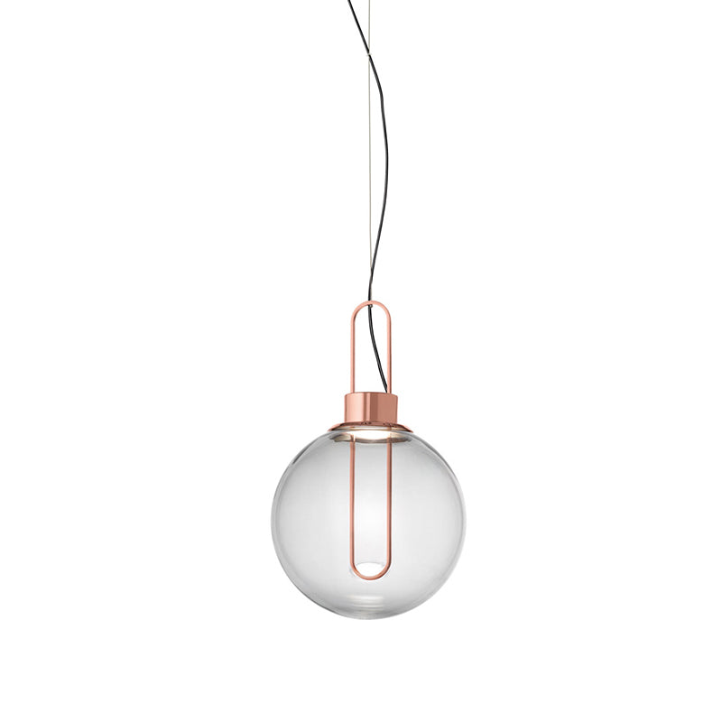 Modernist Clear Glass Sphere Pendant Ceiling Light with 1 Light in Gold/Chrome/Rose Gold and White Illumination