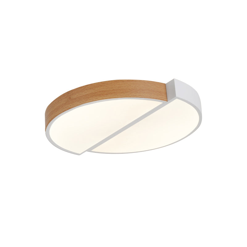 Contemporary Wood White LED Circle Flush Mount Lamp - 20.5" and 33" Diameter