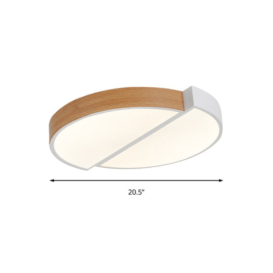 Contemporary Wood White LED Circle Flush Mount Lamp - 20.5" and 33" Diameter