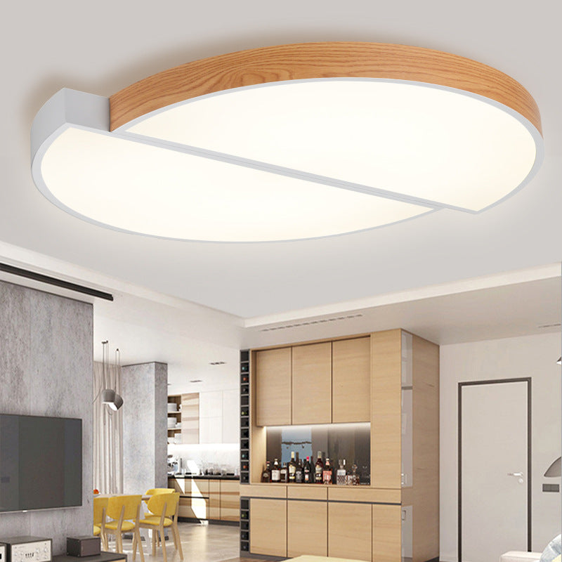 Contemporary Wood White LED Circle Flush Mount Lamp - 20.5" and 33" Diameter