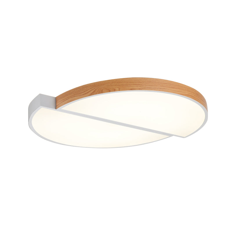 Contemporary Wood White LED Circle Flush Mount Lamp - 20.5" and 33" Diameter