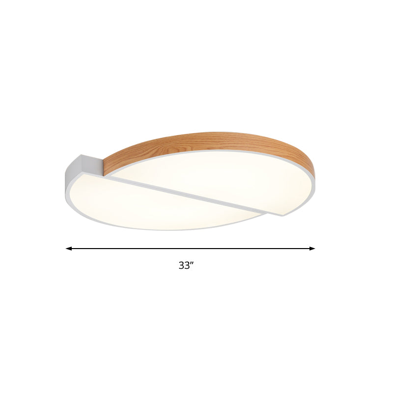 Contemporary Wood White LED Circle Flush Mount Lamp - 20.5" and 33" Diameter