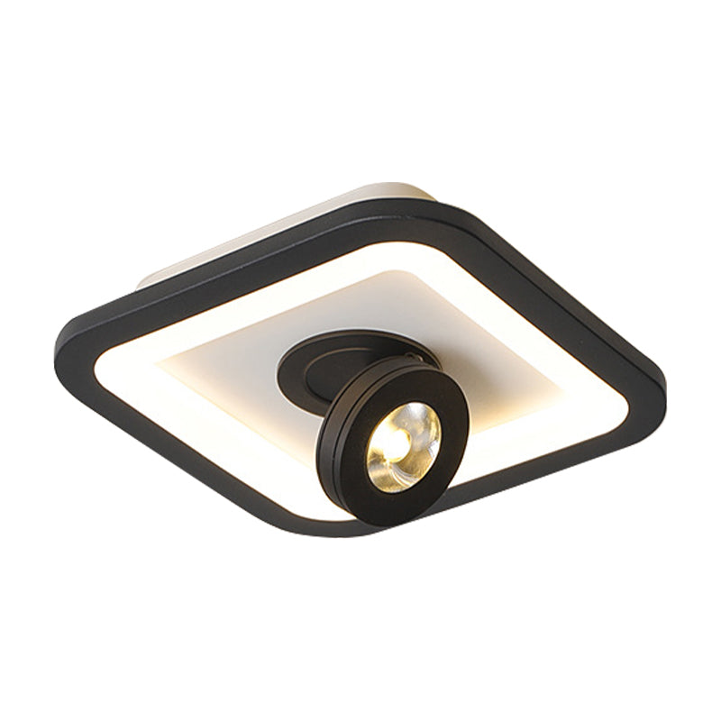 Modern LED Flush Mount Ceiling Light in Acrylic Square/Round Shape - Warm/White Light, Black or White Fixture