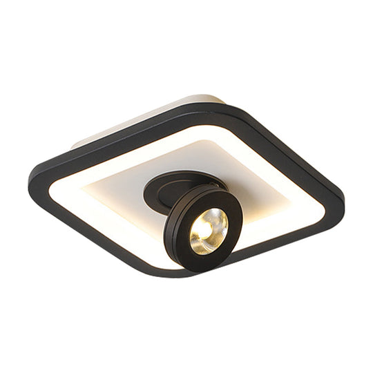 Modern LED Flush Mount Ceiling Light in Acrylic Square/Round Shape - Warm/White Light, Black or White Fixture