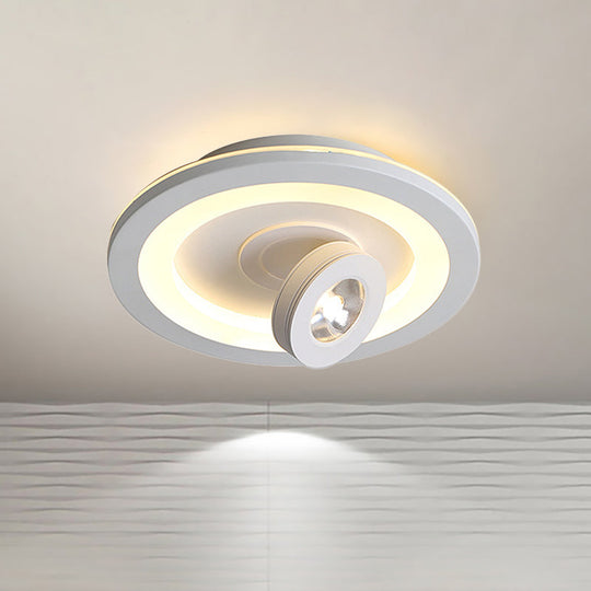 Modern LED Flush Mount Ceiling Light in Acrylic Square/Round Shape - Warm/White Light, Black or White Fixture