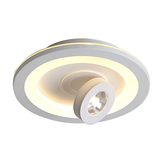 Modern LED Flush Mount Ceiling Light in Acrylic Square/Round Shape - Warm/White Light, Black or White Fixture