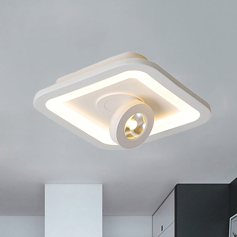 Modern LED Flush Mount Ceiling Light in Acrylic Square/Round Shape - Warm/White Light, Black or White Fixture