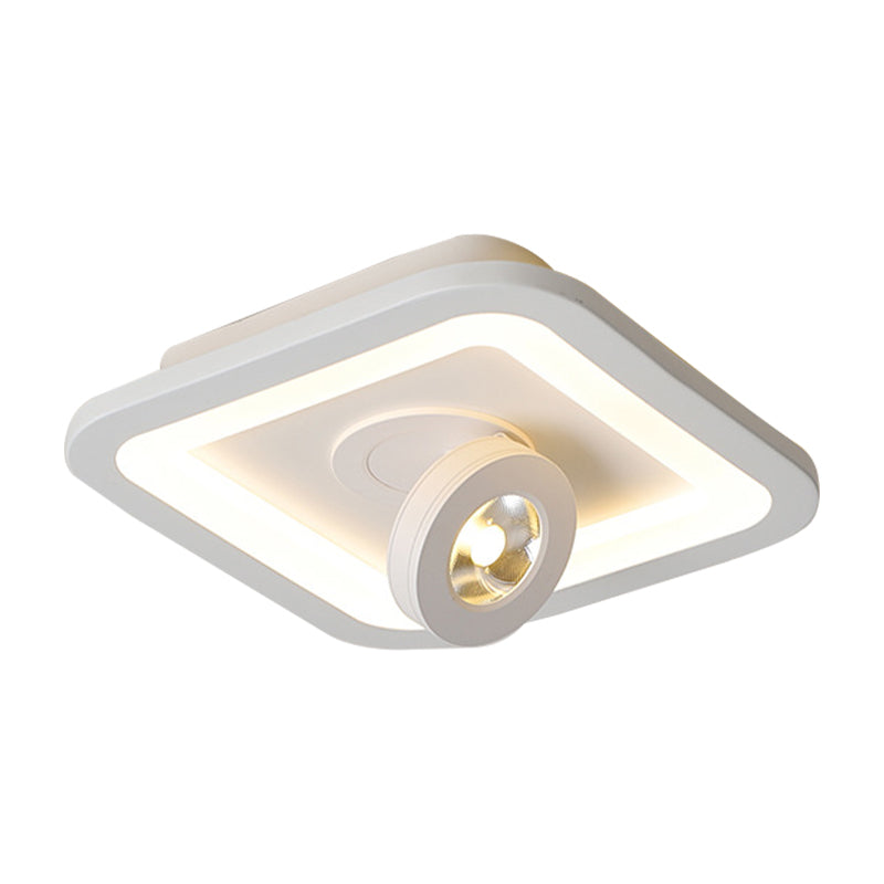 Modern LED Flush Mount Ceiling Light in Acrylic Square/Round Shape - Warm/White Light, Black or White Fixture