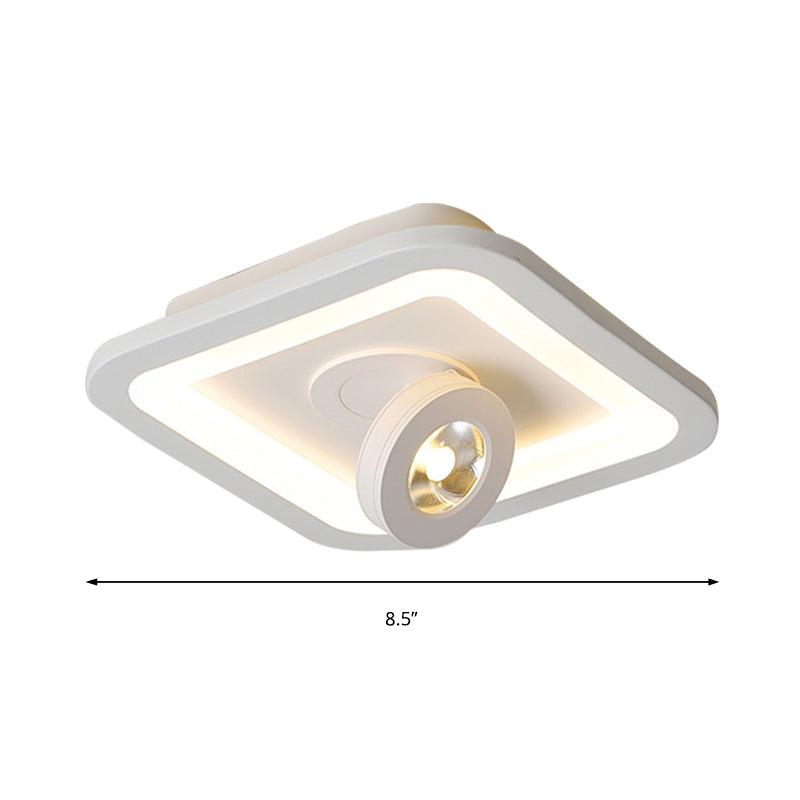 Modern LED Flush Mount Ceiling Light in Acrylic Square/Round Shape - Warm/White Light, Black or White Fixture