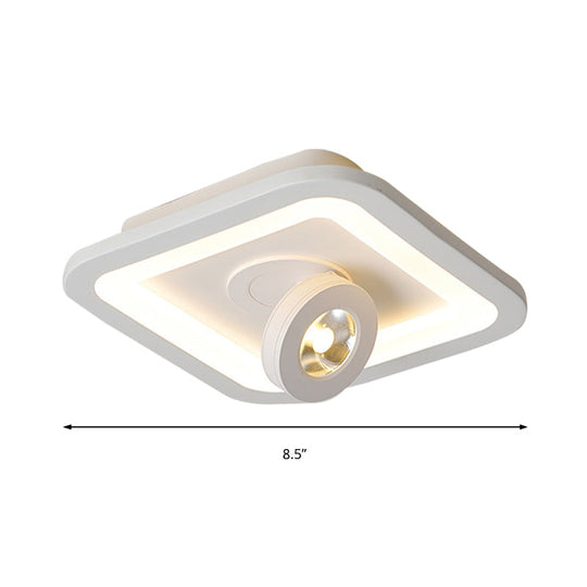 Modern LED Flush Mount Ceiling Light in Acrylic Square/Round Shape - Warm/White Light, Black or White Fixture