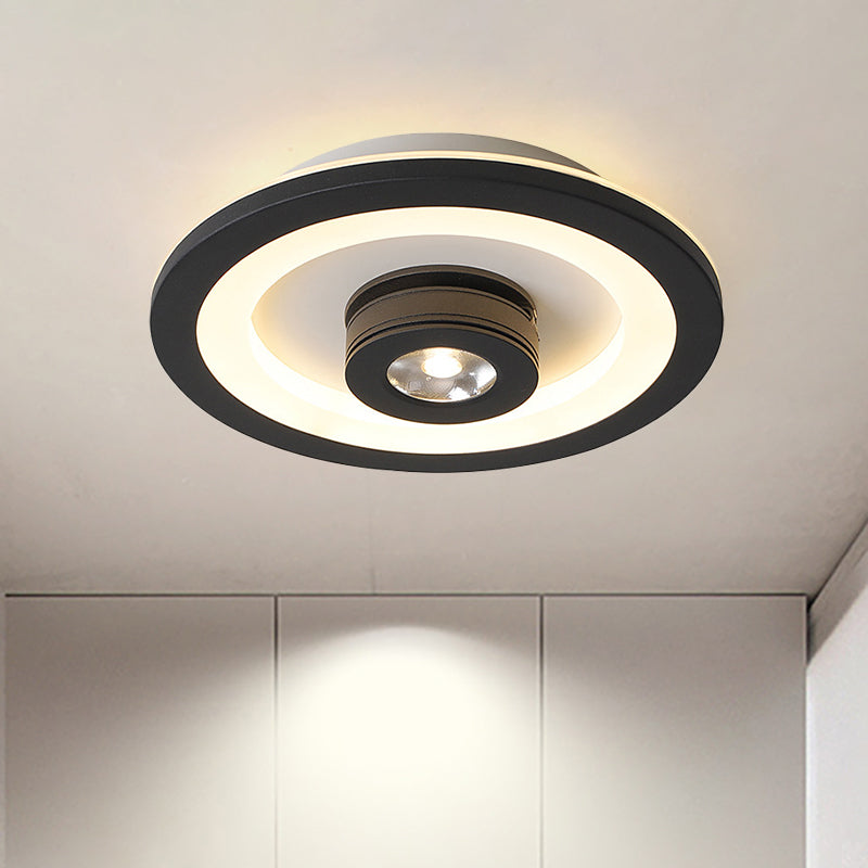 Modern LED Flush Mount Ceiling Light in Acrylic Square/Round Shape - Warm/White Light, Black or White Fixture
