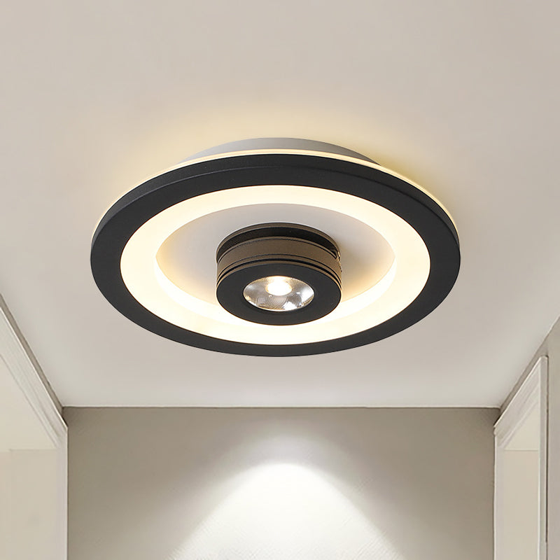 Modern LED Flush Mount Ceiling Light in Acrylic Square/Round Shape - Warm/White Light, Black or White Fixture