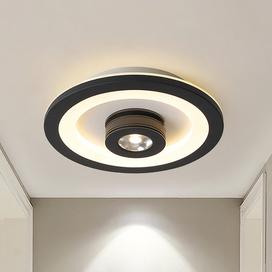 Modern LED Flush Mount Ceiling Light in Acrylic Square/Round Shape - Warm/White Light, Black or White Fixture