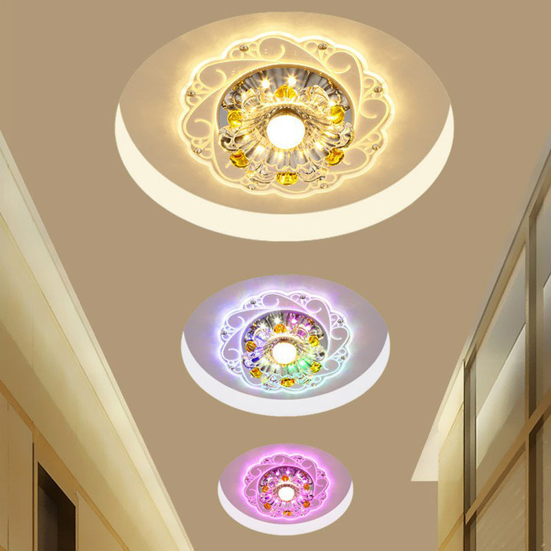 Modern Crystal Clear LED Flush Ceiling Light for Hallway - Blossom Flush Light Fixture