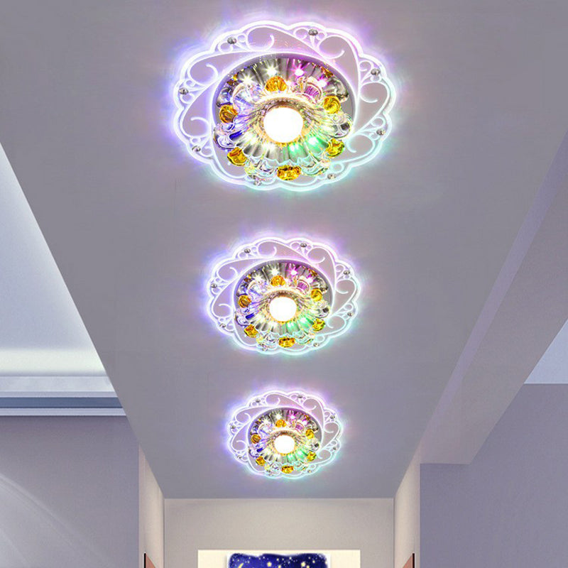 Modern Crystal Clear LED Flush Ceiling Light for Hallway - Blossom Flush Light Fixture