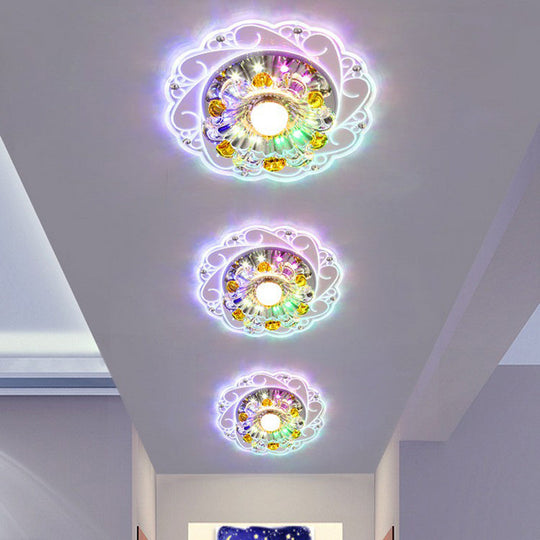 Modern Crystal Clear LED Flush Ceiling Light for Hallway - Blossom Flush Light Fixture