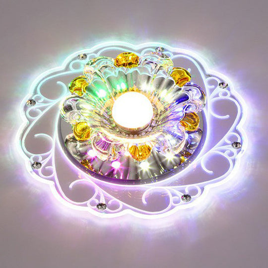 Modern Crystal Clear LED Flush Ceiling Light for Hallway - Blossom Flush Light Fixture