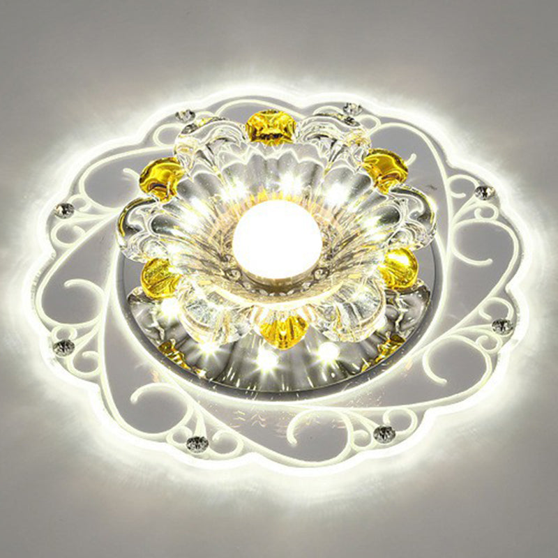 Modern Crystal Clear LED Flush Ceiling Light for Hallway - Blossom Flush Light Fixture