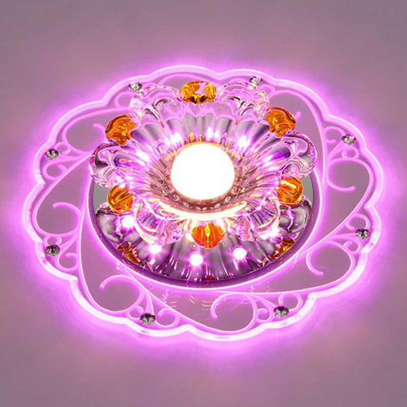 Modern Crystal Clear LED Flush Ceiling Light for Hallway - Blossom Flush Light Fixture