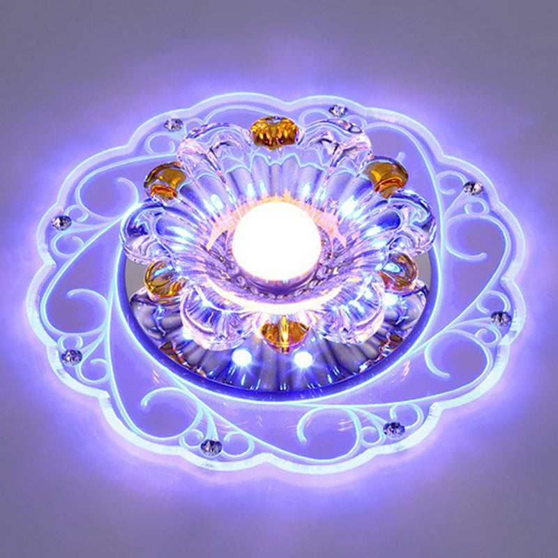 Modern Crystal Clear LED Flush Ceiling Light for Hallway - Blossom Flush Light Fixture