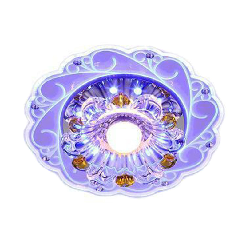 Modern Crystal Clear LED Flush Ceiling Light for Hallway - Blossom Flush Light Fixture