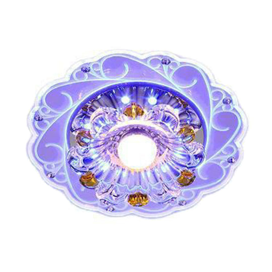 Modern Crystal Clear LED Flush Ceiling Light for Hallway - Blossom Flush Light Fixture