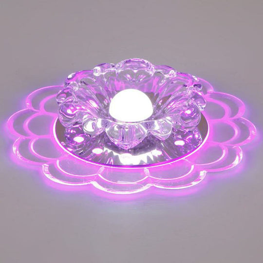 Modern Crystal LED Flush Mount Ceiling Light for Entryway - Clear Blossom Design