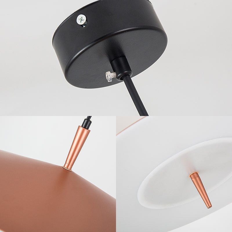 Suspension élégante à 1 lampe à DEL en or rose et acrylique blanc