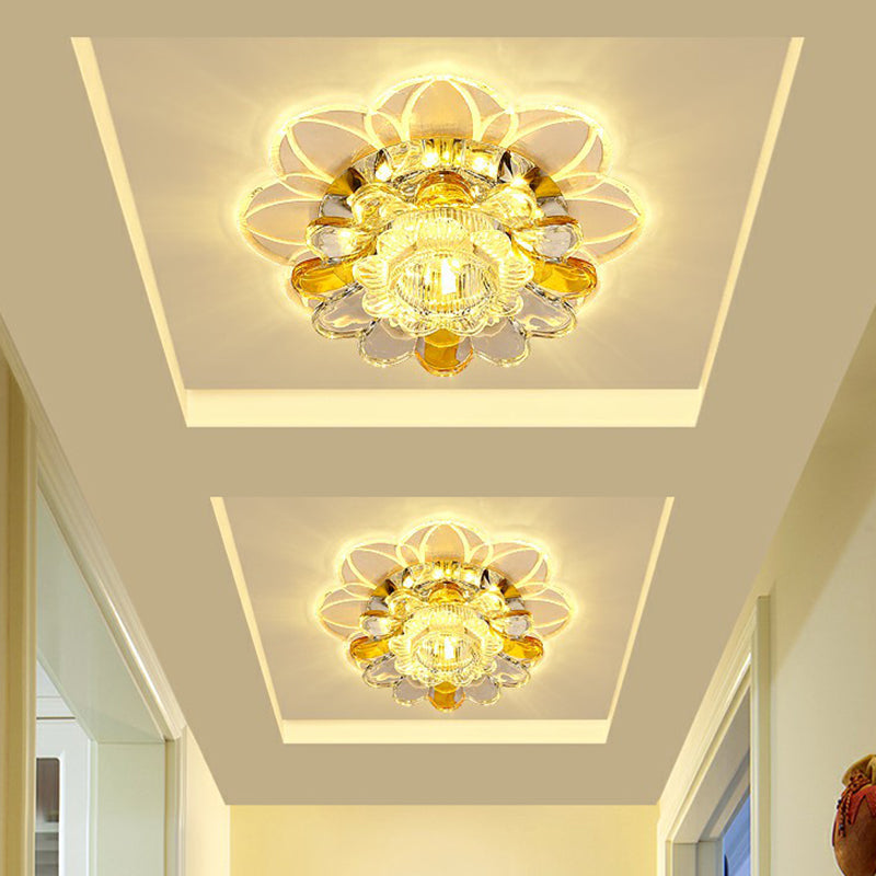 Crystal Clear LED Floral Flush Mount Ceiling Light