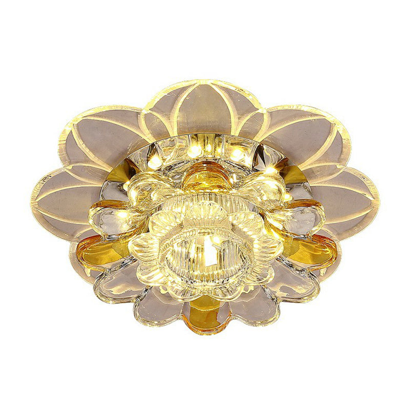 Crystal Clear LED Floral Flush Mount Ceiling Light