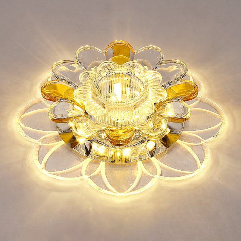 Crystal Clear LED Floral Flush Mount Ceiling Light