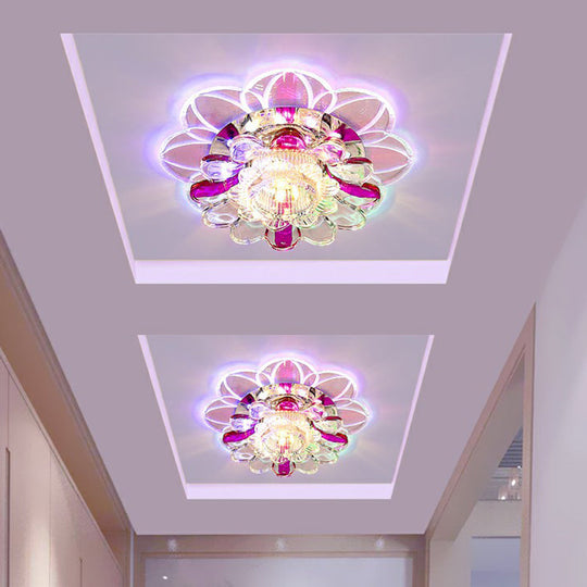 Crystal Clear LED Floral Flush Mount Ceiling Light