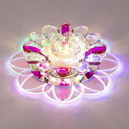 Crystal Clear LED Floral Flush Mount Ceiling Light
