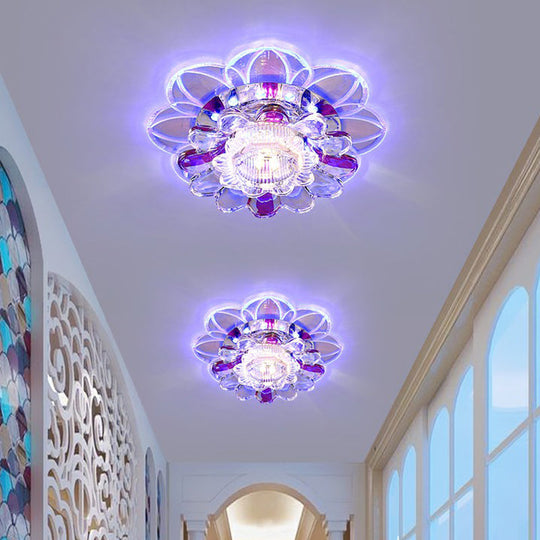 Crystal Clear LED Floral Flush Mount Ceiling Light