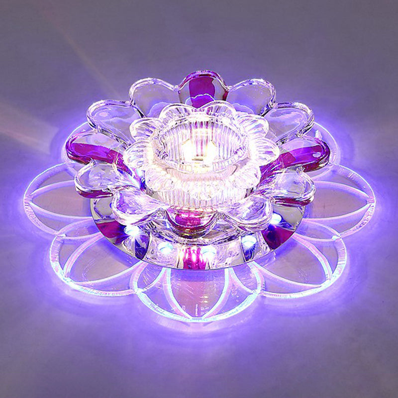 Crystal Clear LED Floral Flush Mount Ceiling Light