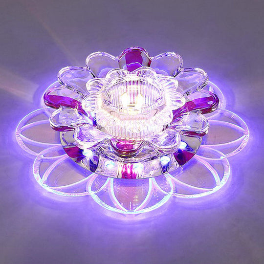 Crystal Clear LED Floral Flush Mount Ceiling Light