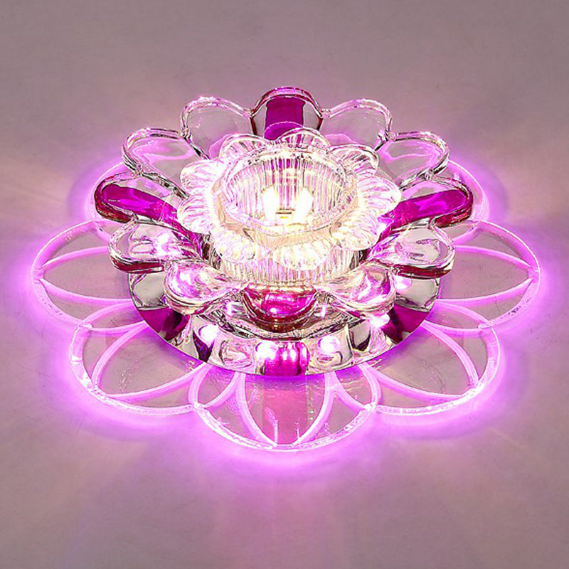 Crystal Clear LED Floral Flush Mount Ceiling Light