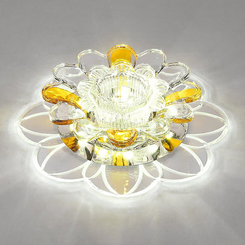 Crystal Clear LED Floral Flush Mount Ceiling Light