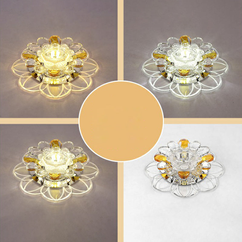 Crystal Clear LED Floral Flush Mount Ceiling Light