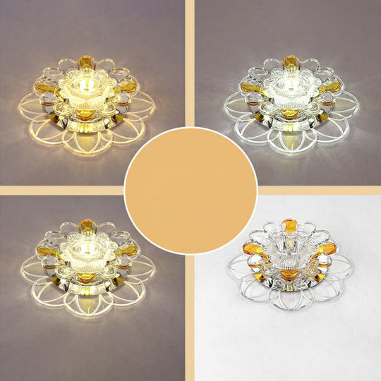 Crystal Clear LED Floral Flush Mount Ceiling Light