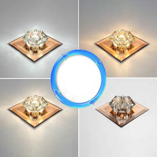 Crystal Gem LED Ceiling Light for Foyers and Hallways - Simple and Stylish Flush Mount