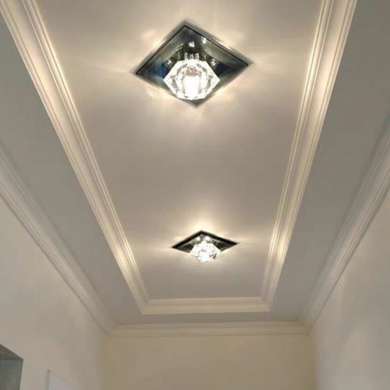 Crystal Gem LED Ceiling Light for Foyers and Hallways - Simple and Stylish Flush Mount