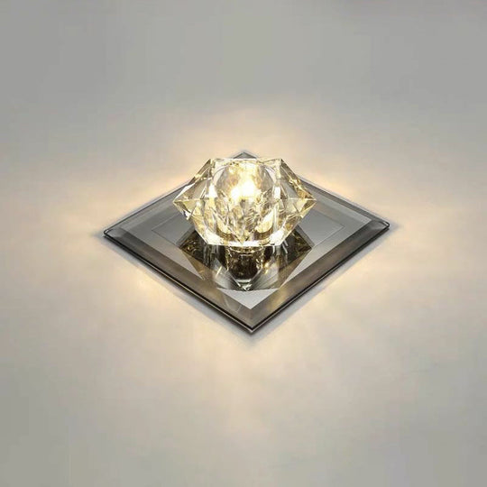 Crystal Gem LED Ceiling Light for Foyers and Hallways - Simple and Stylish Flush Mount