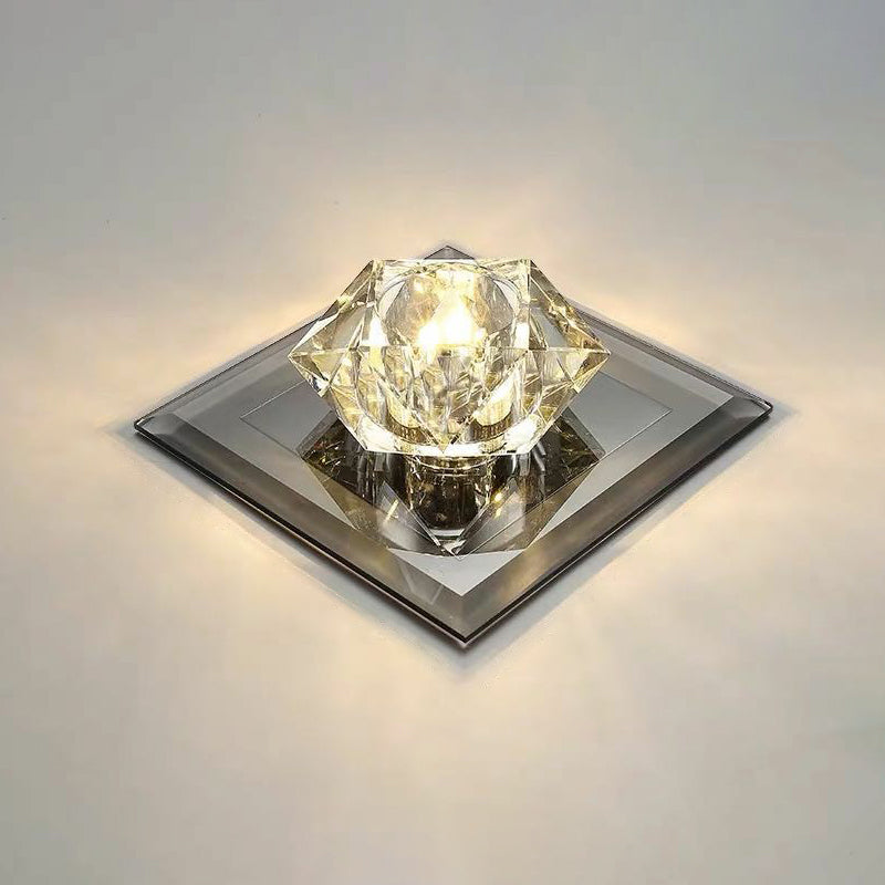 Crystal Gem LED Ceiling Light for Foyers and Hallways - Simple and Stylish Flush Mount
