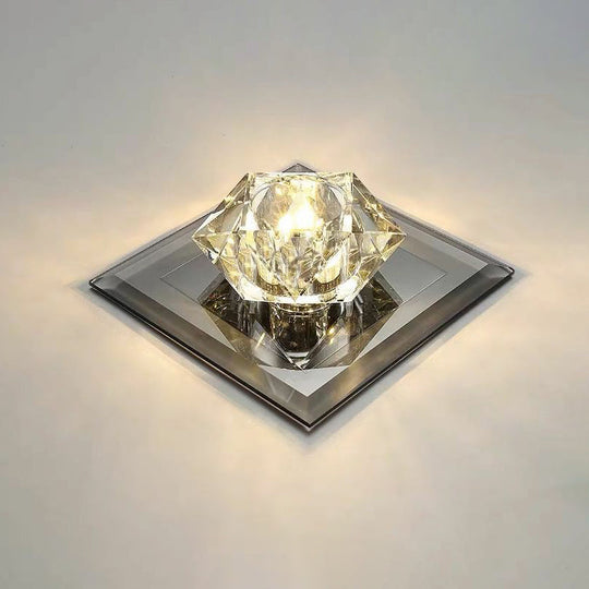 Crystal Gem LED Ceiling Light for Foyers and Hallways - Simple and Stylish Flush Mount
