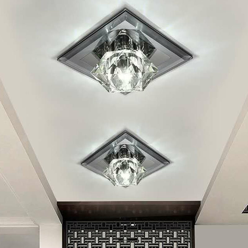 Crystal Gem LED Ceiling Light for Foyers and Hallways - Simple and Stylish Flush Mount