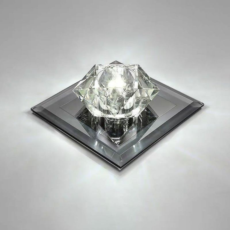 Crystal Gem Led Ceiling Light For Foyers And Hallways - Simple Stylish Flush Mount Black / 7 White