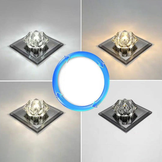 Crystal Gem LED Ceiling Light for Foyers and Hallways - Simple and Stylish Flush Mount